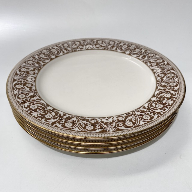 PLATE, Regency Brown Gold Rim